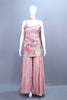 Peach Sharara Suit Designer Sleeveless Kurti with Flared Sharara Pants