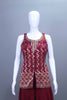 Maroon Embroidered Sleeveless Kurti with Flared Sharara Pants