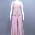 Pink Designer Embroidered Kurti and Sharara Set