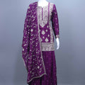 Royal Purple Embroidered Georgette Anarkali Suit with Dupatta 