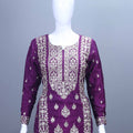 Royal Purple Embroidered Georgette Anarkali Suit with Dupatta
