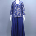 Royal Blue Banarasi Jacquard Jacket Style Palazzo Set 