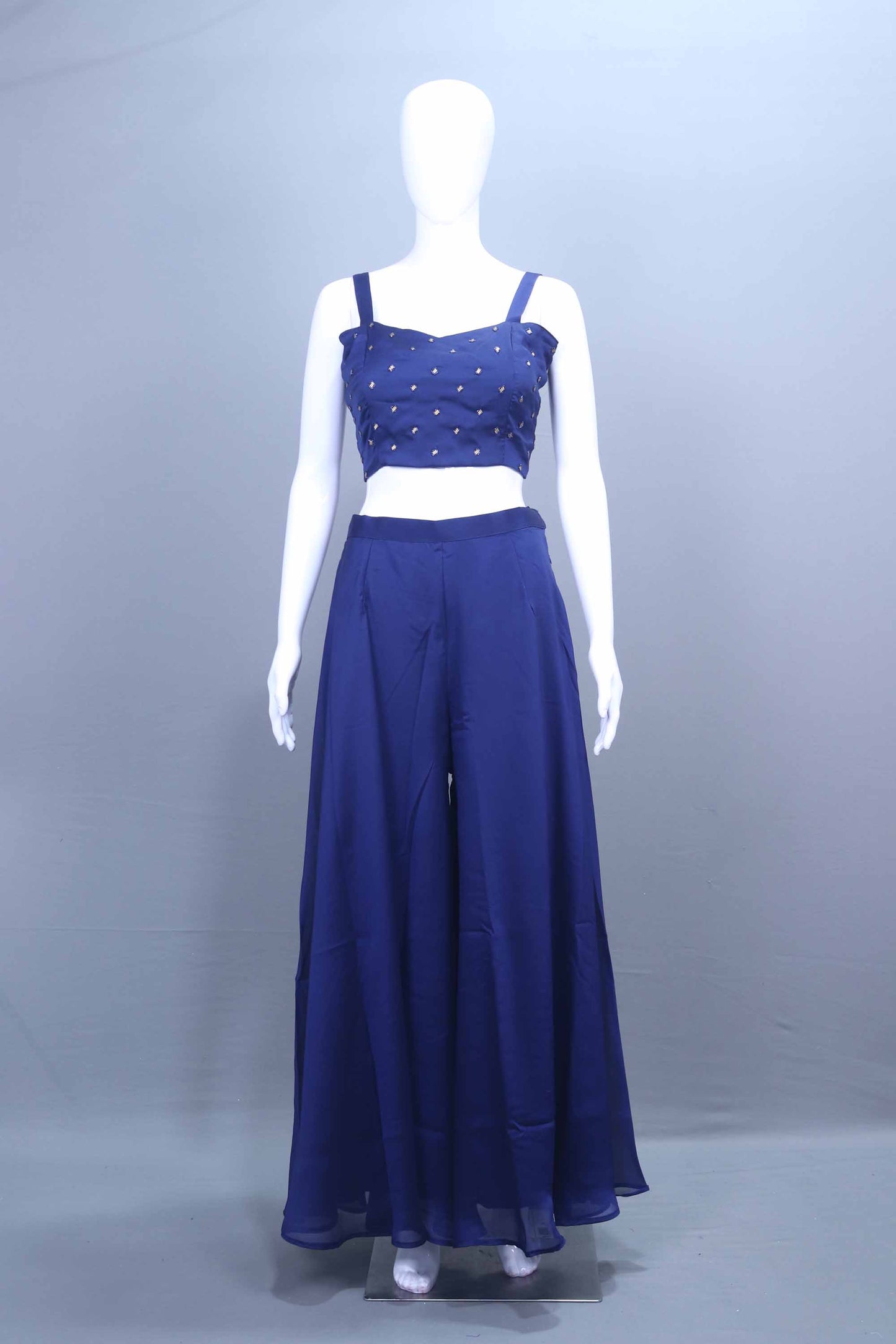 Royal Blue Banarasi Jacquard Jacket Style Palazzo Set