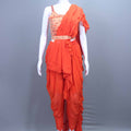 Orange Ruffle Dhoti Set with Designer  Blouse Indo Western Outfit