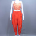 Orange Ruffle Dhoti Set with Designer  Blouse Indo Western Outfit