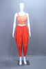 Orange Ruffle Dhoti Set with Designer  Blouse Indo Western Outfit