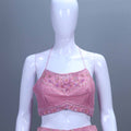 Pink Embroidered Crop Top with Palazzo Set Designer Indo Western