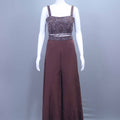 Brown Embroidered Crop Top with Palazzo Set Designer Indo Western