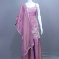 Mauve Silk Sharara Set with Embroidered Kurti and Matching Dupatta
