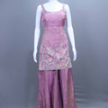 Mauve Silk Sharara Set with Embroidered Kurti and Matching Dupatta