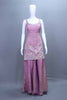 Mauve Silk Sharara Set with Embroidered Kurti and Matching Dupatta