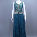 Teal Blue Banarasi Jacket Indo-Western Outfit