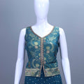 Teal Blue Banarasi Jacket Indo-Western Outfit