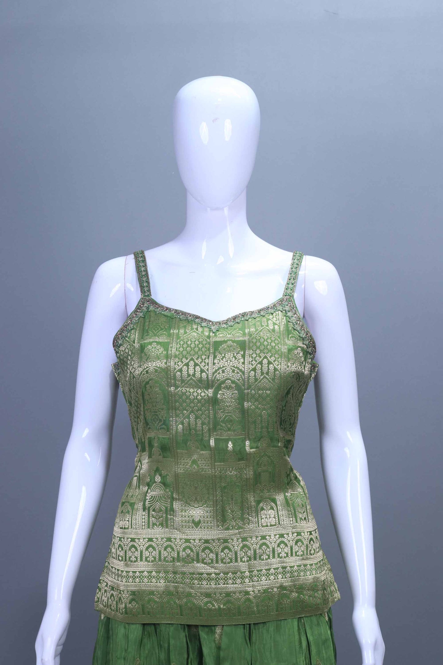 Green Banarasi Silk Sharara Set with Dupatta Festive Wear