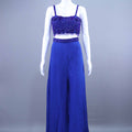 Royal Blue  Embroidered Crop Top with Flowy Palazzo Pants