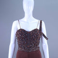 Designer Brown Embroidered Crop Top with Palazzo Set