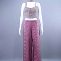 Designer Mauve Embroidered Crop Top with Palazzo Set