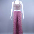Designer Mauve Embroidered Crop Top with Palazzo Set