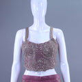 Designer Mauve Embroidered Crop Top with Palazzo Set