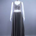Grey Crop Top Flowy Palazzo Indo Western Party Wear Set