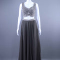 Grey Crop Top Flowy Palazzo Indo Western Party Wear Set