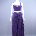 Purple Jacket with Draped Skirt Designer Indo Western Outfit