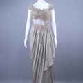 Champagne Gold Designer Drape Saree Gown Party Wear