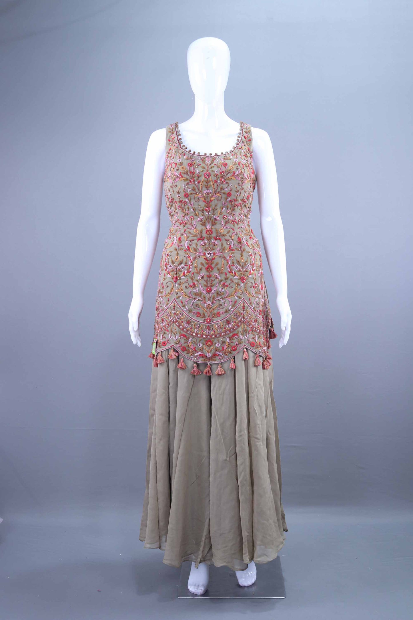 Beige Embroidered Sharara Set with Dupatta Party Wear