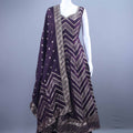 Designer Purple Banarasi Anarkali Set with Golden Zari Work and Dupatta
