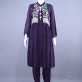 Purple Embroidered Kurta Set Anarkali Kurti with Pants