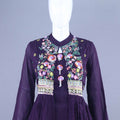 Purple Embroidered Kurta Set Anarkali Kurti with Pants