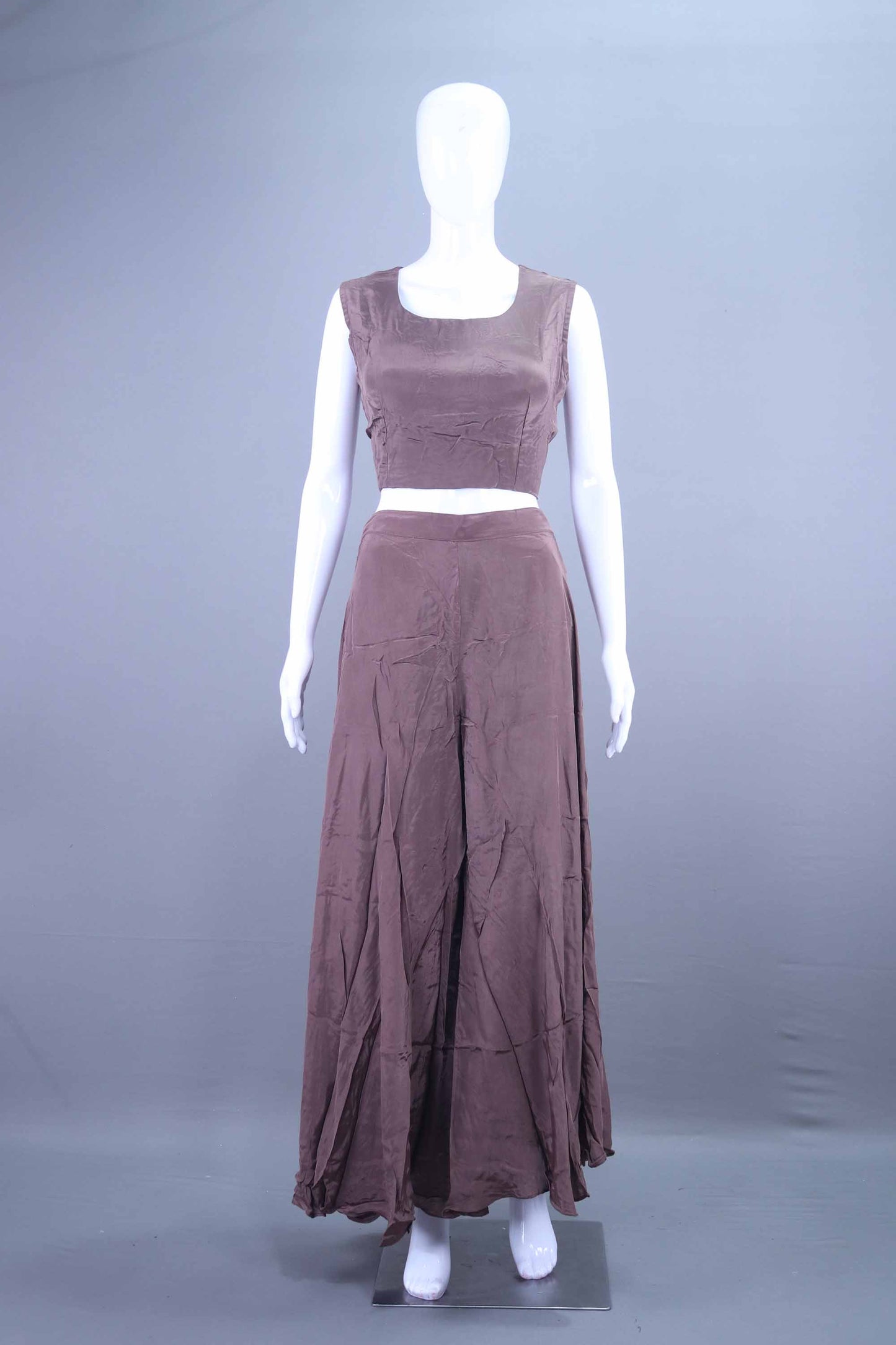 Mauve Embellished Silk Kurta Set with Layered Skirt Party Wear