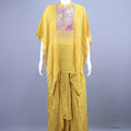  Mustard Yellow Embroidered Kaftan Kurta Set 
