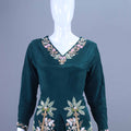 Dark Green Embroidered Kurta with Sharara Set Party Wear