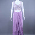 Lavender Embellished Georgette Saree Party Wear