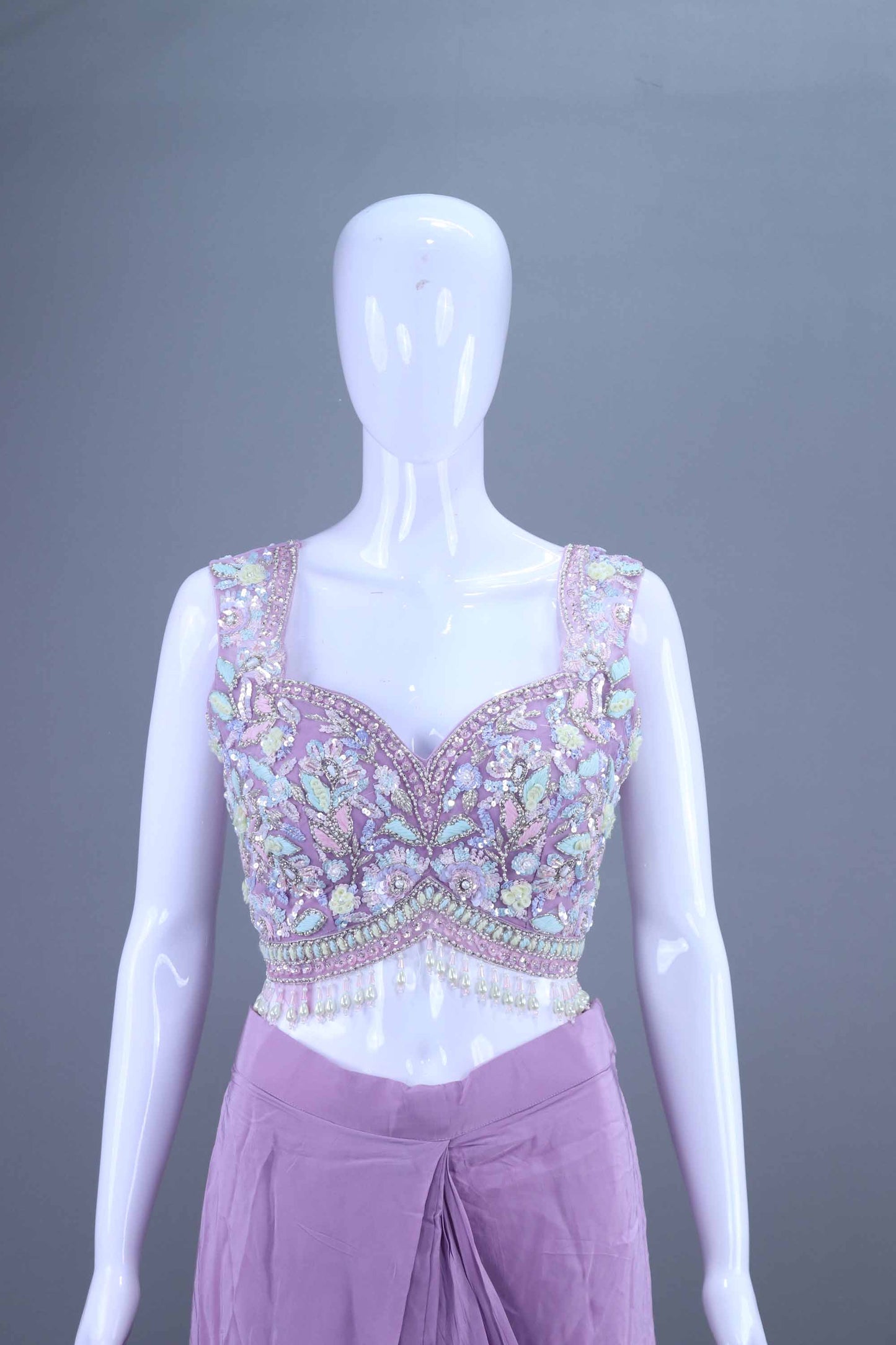 Lavender Embellished Georgette Saree Party Wear