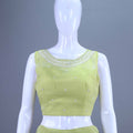 Stylish Lime Green Crop Top with Palazzo and Long Jacket Set