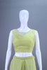 Stylish Lime Green Crop Top with Palazzo and Long Jacket Set