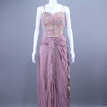 Mauve Drape Gown with Beaded Dupatta Party Wear