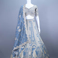 Sky Blue Embroidered Silk Lehenga Choli Designer Party Wear Outfit