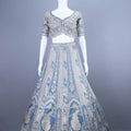 Sky Blue Embroidered Silk Lehenga Choli Designer Party Wear Outfit