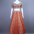 Rust Orange Embroidered Silk Lehenga Choli Festive Wear
