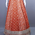 Rust Orange Embroidered Silk Lehenga Choli Festive Wear