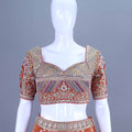 Rust Orange Embroidered Silk Lehenga Choli Festive Wear