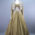 Olive Green Crop Top Lehenga with Jacket Designer Indo Western Outfit