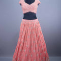 Peach Embroidered Silk Lehenga Choli with Dupatta