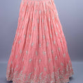Peach Embroidered Silk Lehenga Choli with Dupatta
