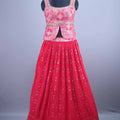 Designer Red Georgette Lehenga Choli Embroidered Dupatta
