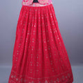 Designer Red Georgette Lehenga Choli Embroidered Dupatta