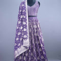 Designer Purple Mirror Work Velvet Lehenga Choli with Embroidered Dupatta